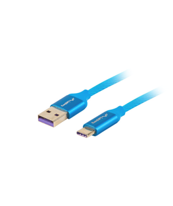 Lanberg USB-C to USB-A Cable - 1m, Blue: Fast Charging & Data Transfer!