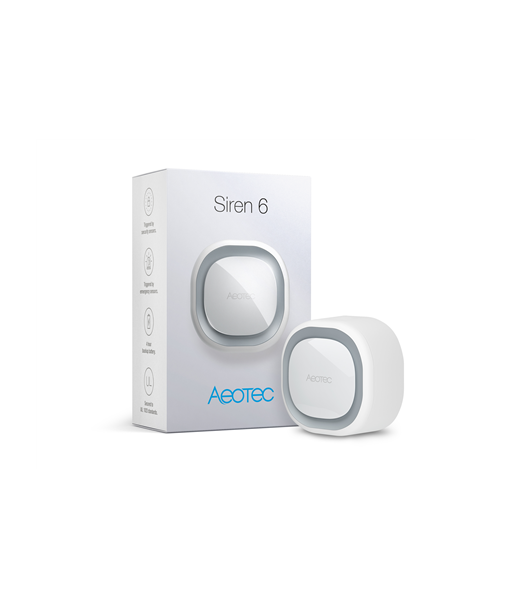 Aeotec Siren 6 Z-Wave Plus - Traadita Sireen mitme Heliga Aeotec Siren 6 Z-Wave Plus - Traadita Sireen mitme Heliga