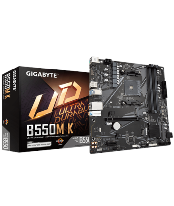 Gigabyte B550M K 1.0 M/B Processor family AMD, Processor socket AM4, DDR4 DIMM, Memory slots 4, Supported hard disk drive interf