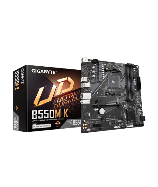 Gigabyte B550M K 1.0 M/B Processor family AMD, Processor socket AM4, DDR4 DIMM, Memory slots 4, Supported hard disk drive interf