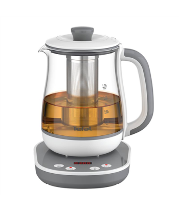 Tefal BJ551B10 Tastea Kettle, Glass, Grey/White