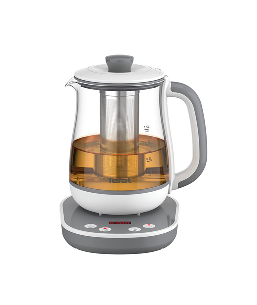 Tefal BJ551B10 Tastea Kettle, Glass, Grey/White