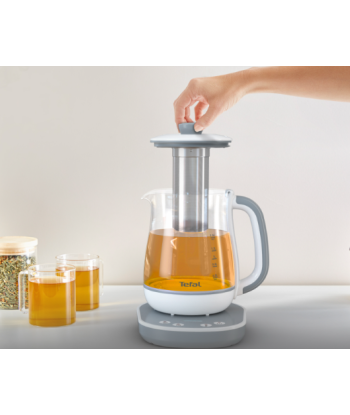 Tefal BJ551B10 Tastea Kettle, Glass, Grey/White