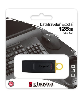 Kingston DataTraveler Exodia 128GB USB 3.2 Mälupulk - Must