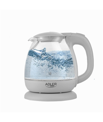 Veekeetja Adler, AD 1283G, Standard, 1100 W, 1 L, Plastic/Glass, 360° rotational base, Grey