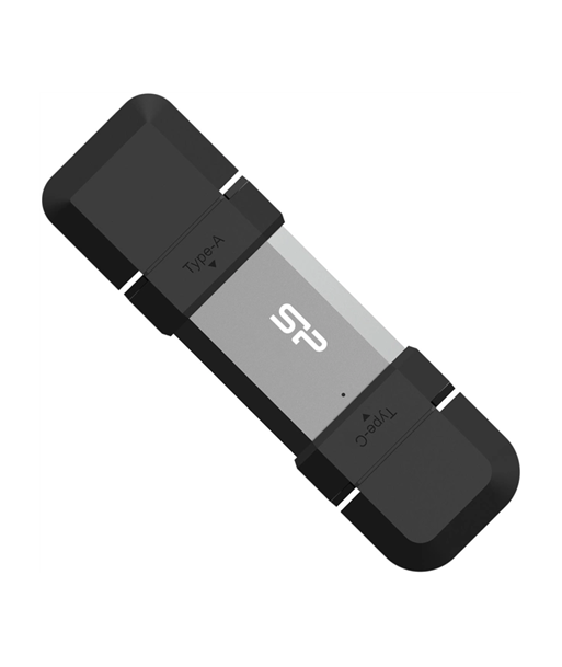 SILICON POWER 64 GB, USB TYPE-A and TYPE-C FLASH DRIVE, MOBILE C51, Silver