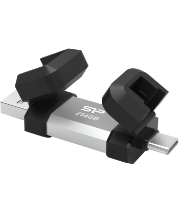 Silicon Power Mobile C51 256GB USB-A/USB-C Mälupulk - Hõbedane