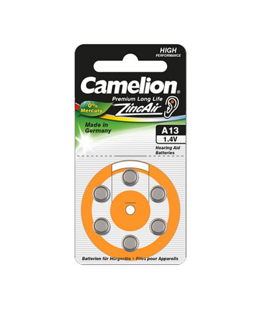 Camelion A13/DA13/ZL13 Tsink-õhk patareid kuuldeaparaatidele - 6 tk