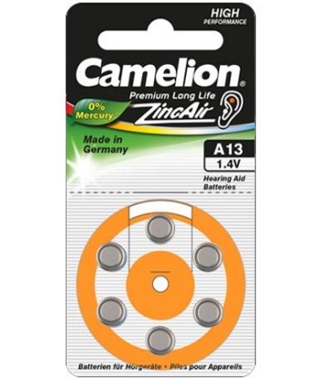 Camelion A13/DA13/ZL13 Tsink-õhk patareid kuuldeaparaatidele - 6 tk