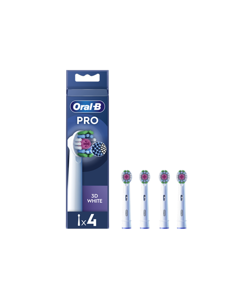 Hambaharja otsikud Oral-B, EB18-4 3D White Pro, Heads, For adults, Number of brush heads included 4, White