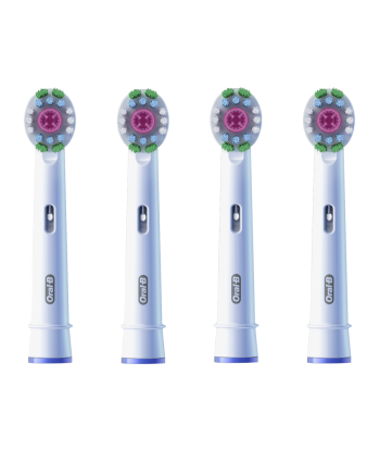 Hambaharja otsikud Oral-B, EB18-4 3D White Pro, Heads, For adults, Number of brush heads included 4, White