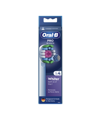 Hambaharja otsikud Oral-B, EB18-4 3D White Pro, Heads, For adults, Number of brush heads included 4, White