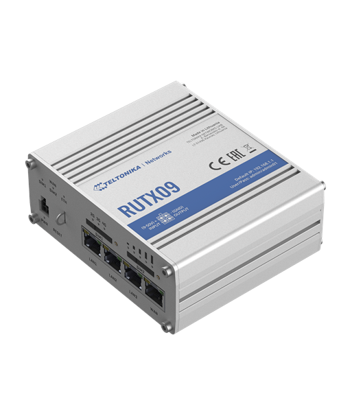 Rugged Industrial LTE-A Cat6 Router, RUTX09, No Wi-Fi, 10/100/1000 Mbit/s, Ethernet LAN (RJ-45) ports 4, Mesh Support No
