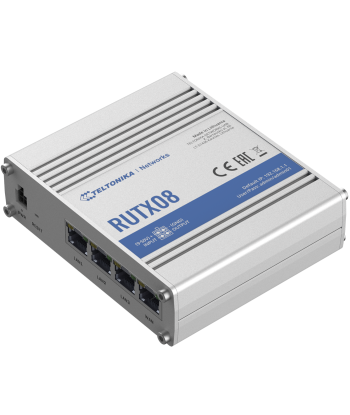 Industrial Router, RUTX08, No Wi-Fi, 10/100/1000 Mbit/s, Ethernet LAN (RJ-45) ports 4, Mesh Support No, MU-MiMO No, No mobile