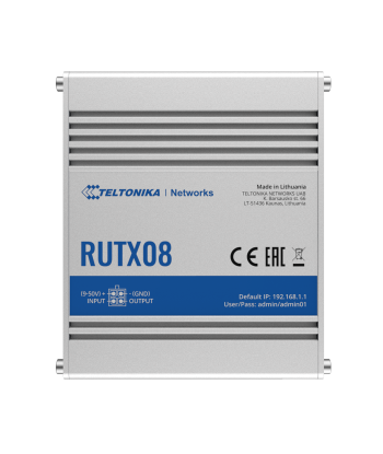 Industrial Router, RUTX08, No Wi-Fi, 10/100/1000 Mbit/s, Ethernet LAN (RJ-45) ports 4, Mesh Support No, MU-MiMO No, No mobile