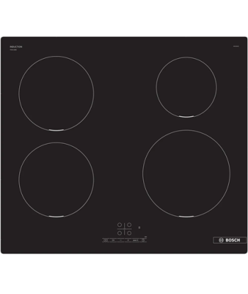 Pliidiplaat Bosch, PIE611BB5E, Induction, Number of burners/cooking zones 4, Touch, Timer, Black, Display