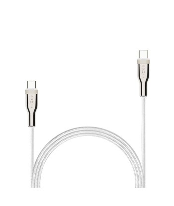 FIXED Плетеный кабель USB-C - USB-C, 1.2 м, 100 Вт, Белый