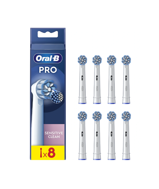 Oral-B, EB60X-8 Sensitive Clean Pro, Heads, For adults, Number of brush heads included 8, White