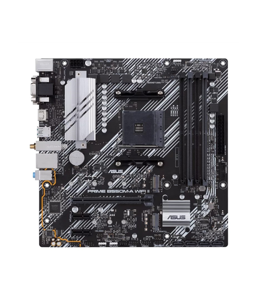 Asus PRIME B550M-A WIFI II Processor family AMD, Processor socket AM4, DDR4 DIMM, Memory slots 4, Supported hard disk drive interfaces 	SATA, M.2, Number of SATA connectors 4, Chipset AMD B550, microATX