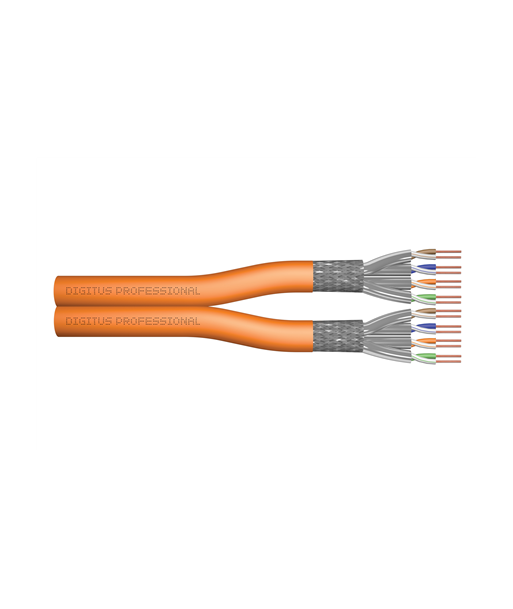 Digutus CAT 7 S-FTP installation cable, 1200 MHz Dca (EN 50575), AWG 23/1, 500m drum, DX, Orange