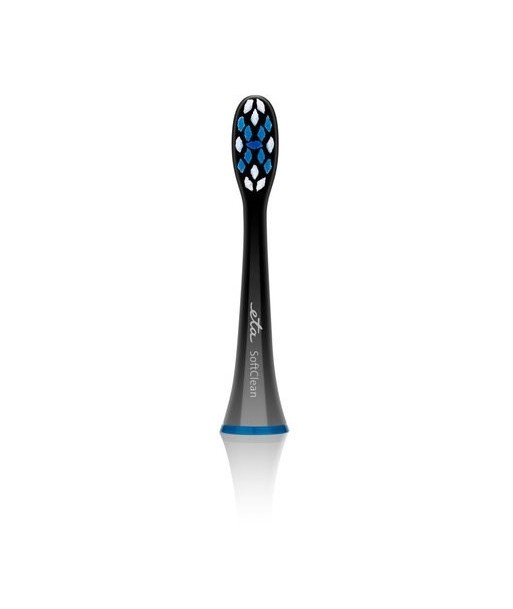 ETA Toothbrush replacement SoftClean ETA070790600 Heads, For adults, Number of brush heads included 2, Black