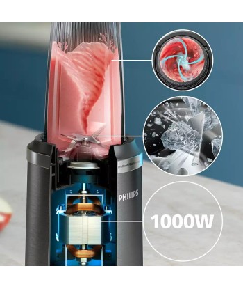 Philips Blender, HR2766/00, Tabletop, 1000 W, Jar material Plastic, Jar capacity 0.7 + 0.3 L, Ice crushing, Black