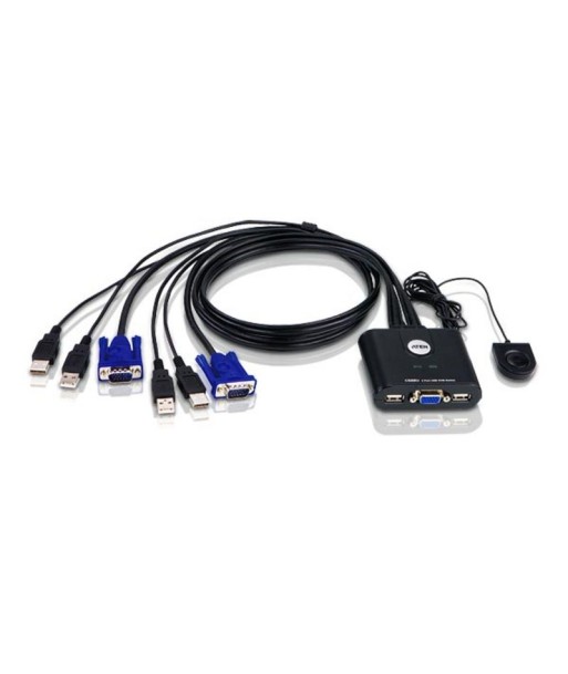 Aten 2-Port USB VGA Cable KVM Switch with Remote Port Selector