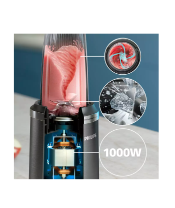 Philips Blender, HR2767/00, Tabletop, 1000 W, Jar material Plastic, Jar capacity 0.3 + 0.5 + 0.7 L, Ice crushing, Black