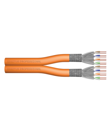 Digitus CAT 7 S-FTP installation cable, 1200 MHz Dca (EN 50575), AWG 23/1, 100 m ring, DX, Orange