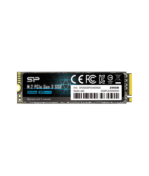 Silicon Power SSD P34A60 256 GB SSD interface PCIe Gen3x4 Write speed 1600 MB/s Read speed 2200 MB/s