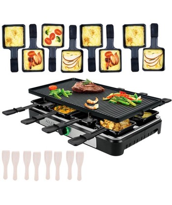 Adler AD 6616 Raclette Grill - Electric Table Grill, 1400W, Black/Stainless Steel