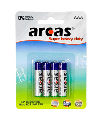 Arcas AAA/R03 Super Heavy Duty Patareid, 4 tk - Usaldusväärne Toide Sinu Seadmetele
