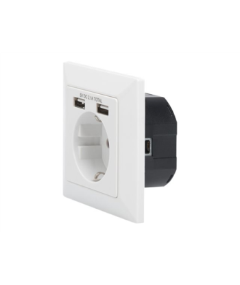 Süvistatav kaitsekontaktiga pistikupesa 2 USB laadimispesaga