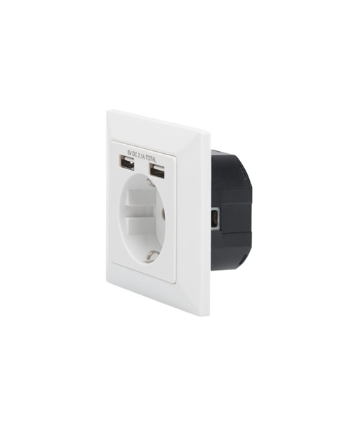 Safety socket for flush mounting with 2 USB ports | DA-70613