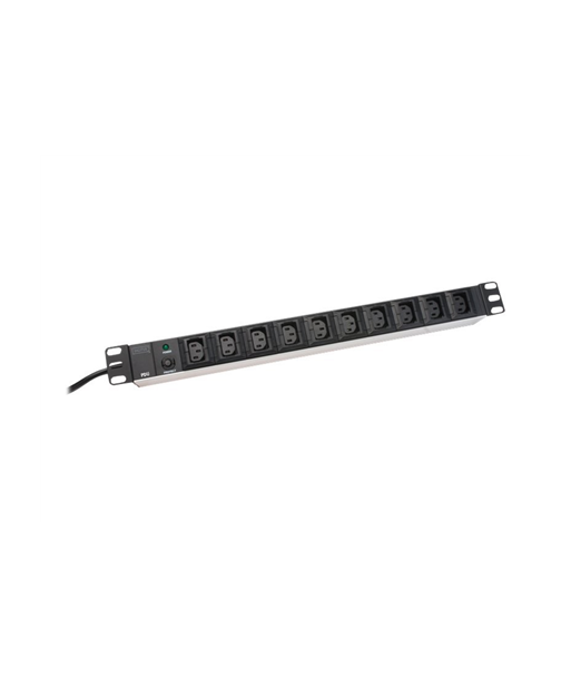 Aluminum outlet strip, IEC C14 plug | DN-95404 | Sockets quantity 10