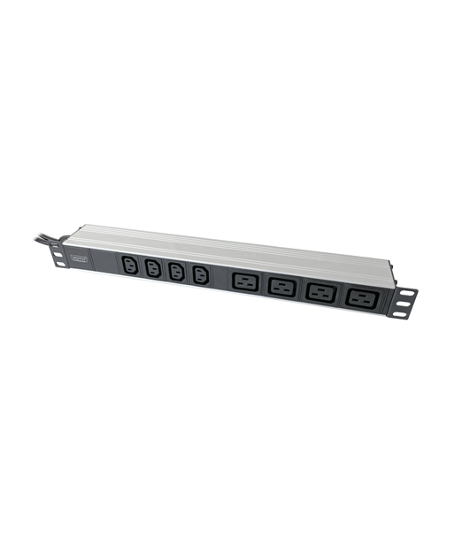 1U Aluminum PDU, rackmountable, 4x C13, 4x C19 2x 16A Plug, 250VAC 50/60Hz open end | DN-95423