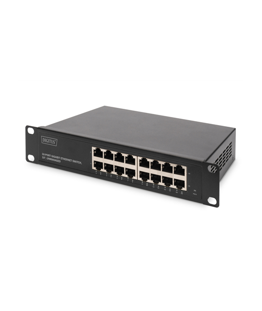 Digitus 16-port Gigabit Ethernet Switch DN-80115 10/100/1000 Mbps (RJ-45), Unmanaged, Rackmountable, Power supply type Internal
