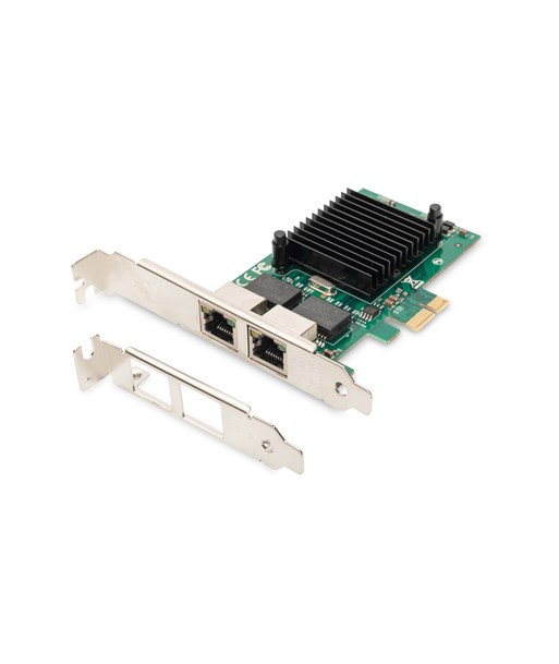 Digitus Gigabit Ethernet PCI Express Card, 2-port 32-bit, low profile bracket, Intel chipset DN-10132