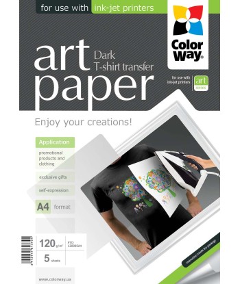 Фото-бумага ColorWay ART T-shirt transfer (dark), 5 sheets, A4, 120 g/m²