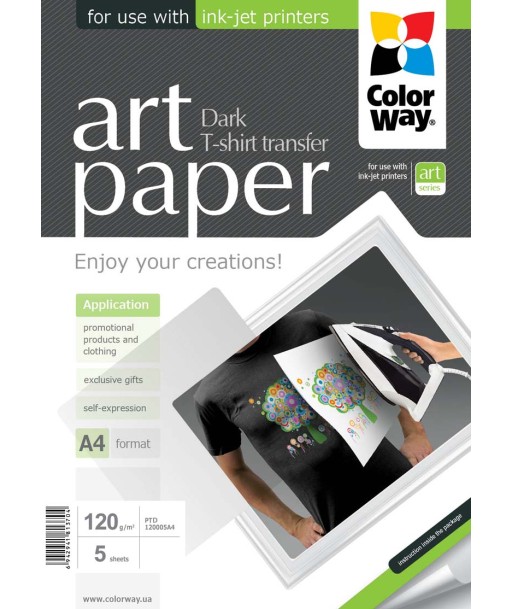 ColorWay ART T-shirt Transfer Paper (Dark) - A4, 120 g/m², 5 Sheets ColorWay ART T-shirt Transfer Paper (Dark) - A4, 120 g/m², 5 Sheets