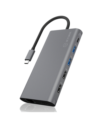 Raidsonic 12-in-1 USB Type-C dock with PD 100W BOX IB-DK4050-CPD 2xUSB 3.0 Type-A, 2xUSB 2.0 Type-A, 1xUSB 3.0 Type-C, 1xLAN