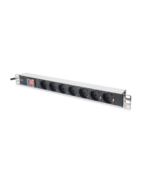 Aluminum outlet strip with switch | DN-95402 | Sockets quantity 7