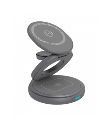 Icy Box 3-in-1 Foldable Magnetic Charging Stand - Phone, Earpods, Smartwatch, Aluminium