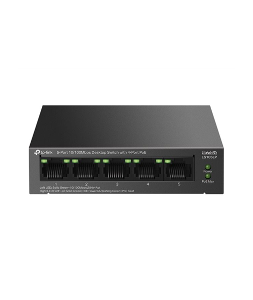 TP-LINK LS105LP 5-Port 10/100 Mbps Desktop Switch with 4-Port PoE