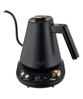 Adler Kettle, AD 1349, Electric, 1100 W, 1 L, Stainless steel, 360° rotational base, Black/Gold