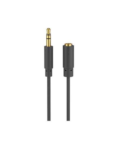 Goobay Headphone and audio AUX extension cable, 3.5 mm, 3-pin, slim 97122