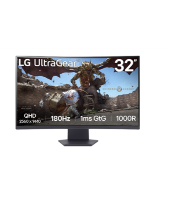 LCD Monitor LG 32GS60QC-B 32" Gaming/Curved Panel VA 2560x1440 16:9 180 Hz Matte 1 ms Tilt 32GS60QC-B