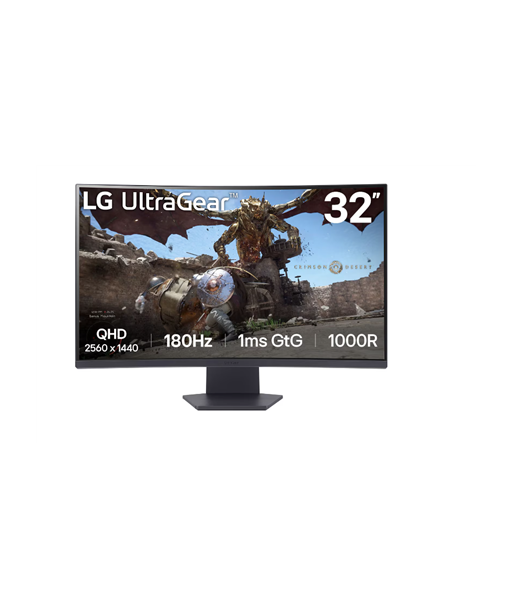 LCD Monitor LG 32GS60QC-B 32" Gaming/Curved Panel VA 2560x1440 16:9 180 Hz Matte 1 ms Tilt 32GS60QC-B