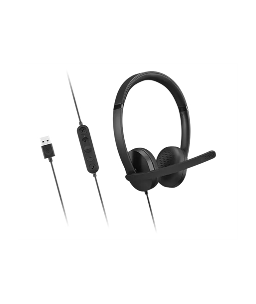 Lenovo Headset, USB-A Stereo Gen 2, Built-in microphone, Wired, Black
