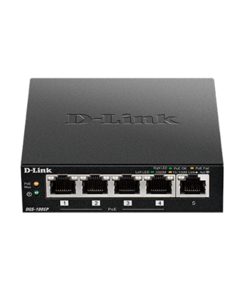 D-Link, Switch, DGS-1005P, Unmanaged, Desktop, Gigabit Ethernet (copper) ports quantity 5, Power over Ethernet (PoE) ports